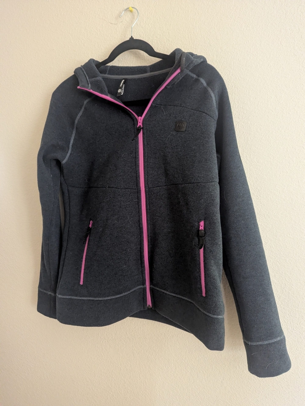 Ternua-Girls' Dark Gray Hooded Zip Jacket with Pink Trim